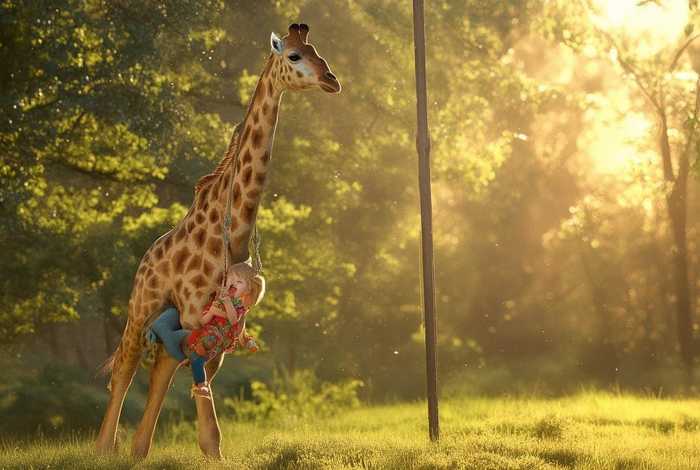 儿童睡前故事长颈鹿荡秋千（在长颈鹿脖子上荡秋千故事）
