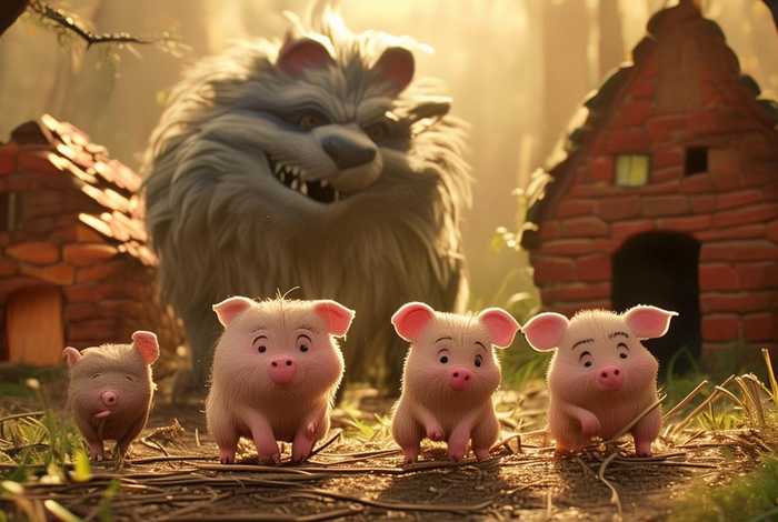 儿童故事三只小猪与大灰狼 - 三只小猪与大灰狼的故事大全