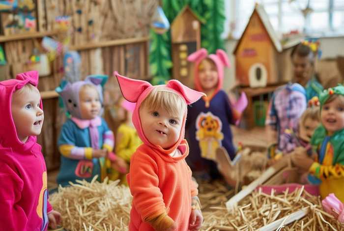 儿童讲故事三只小猪表演教学、幼儿故事表演三只小猪