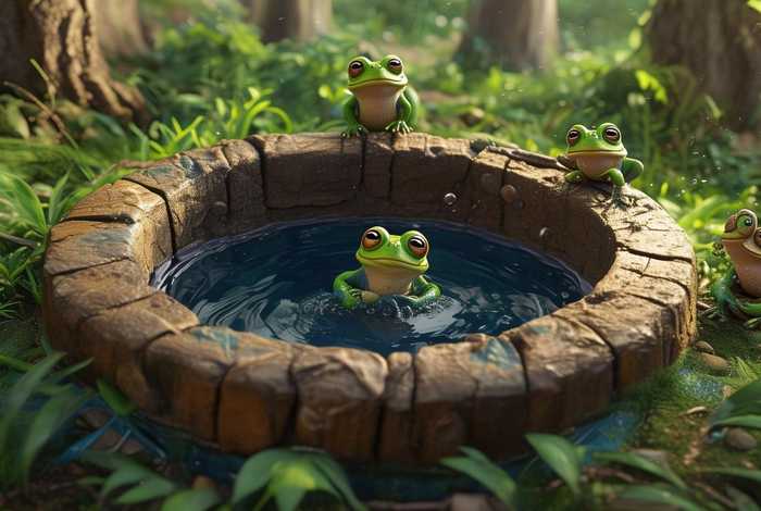 儿童故事井里的青蛙、儿童故事井底下的四只青蛙