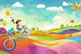 儿童动画自行车故事 - 自行车小故事2动态长图画