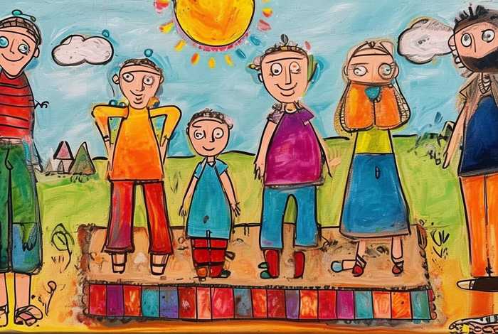 儿童蜡笔画一家人 - 儿童蜡笔画一家人怎么画