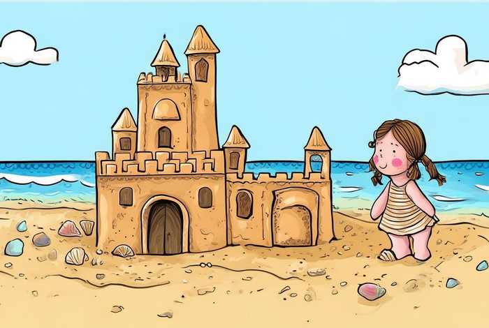 儿童沙滩城堡故事；儿童沙滩城堡图片简笔画