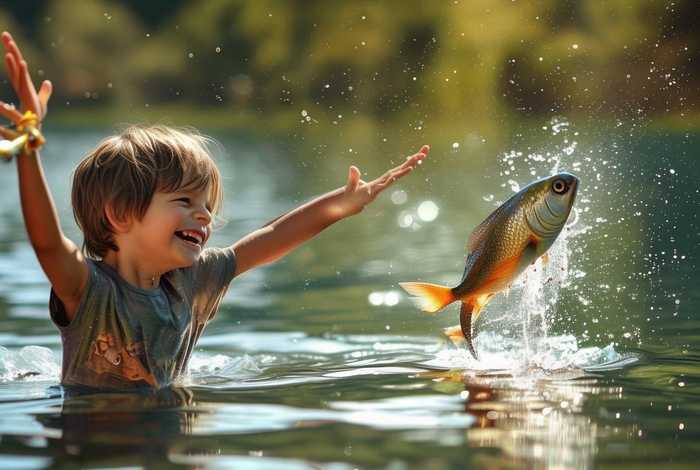 儿童撒网打鱼视频 手撒网打大鱼视频