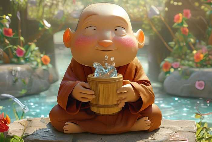 儿童故事绘画 和尚喝水 - 和尚儿童简笔画