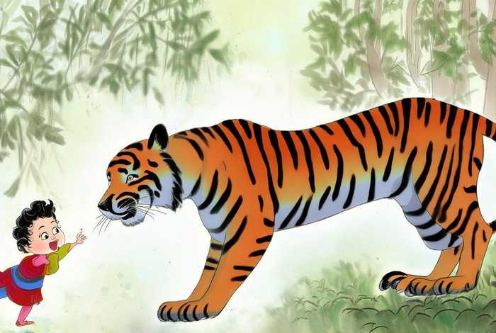 儿童虎国画，儿童国画老虎