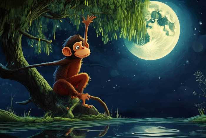 儿童故事猴子捞月300字、猴子捞月的故事30字