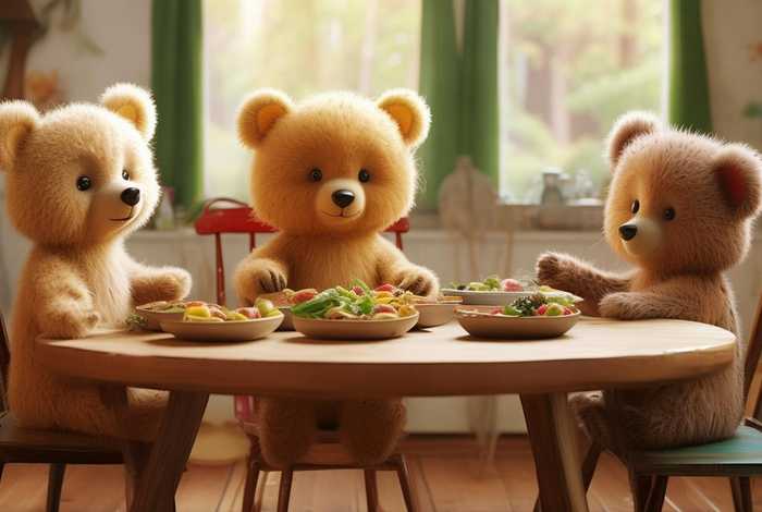 儿童睡前故事三只小熊吃饭；三只小熊吃饭的故事