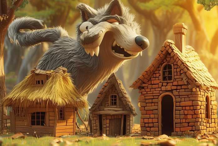 儿童故事大灰狼吃三只小猪 - 大灰狼吃三只小猪的故事