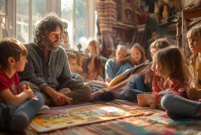 46岁儿童听故事图片；4到6岁听的故事