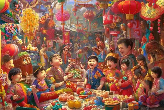 儿童年俗故事画 年俗儿童画主题画