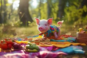 儿童小野猪故事，故事小猪的野餐
