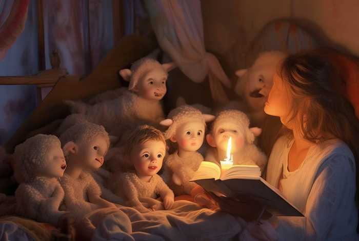 儿童睡前故事羊妈妈和七只小羊；妈妈讲故事睡前故事狼和七只小羊