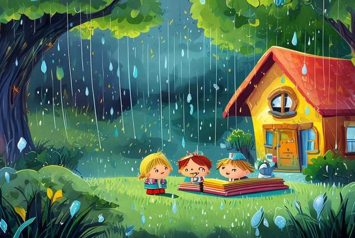儿童故事下雨的影子，下雨的时候故事绘本