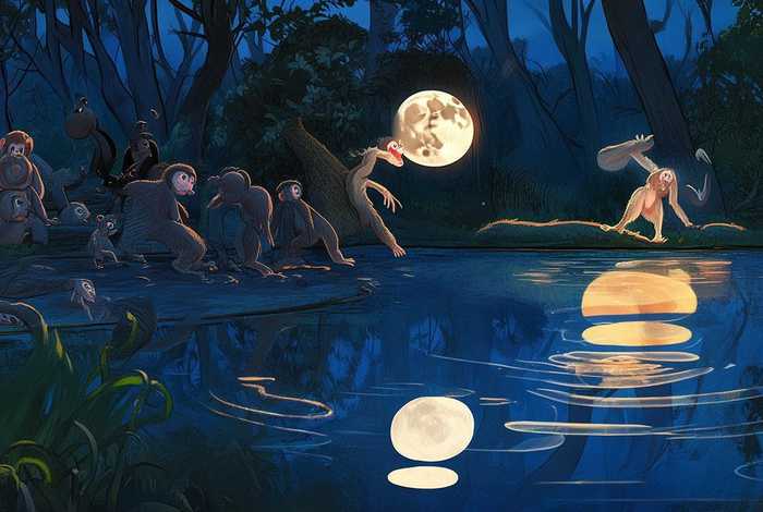 儿童故事猴子捞月亮的故事视频 - 睡前故事猴子捞月亮的故事视频