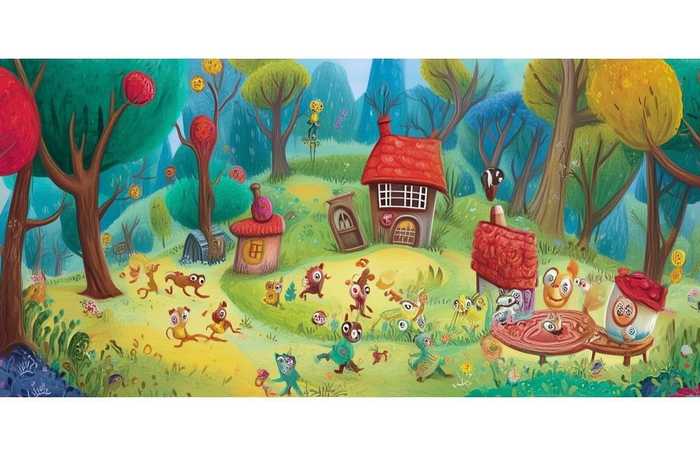 儿童童话故事手绘画 儿童童话绘画作品