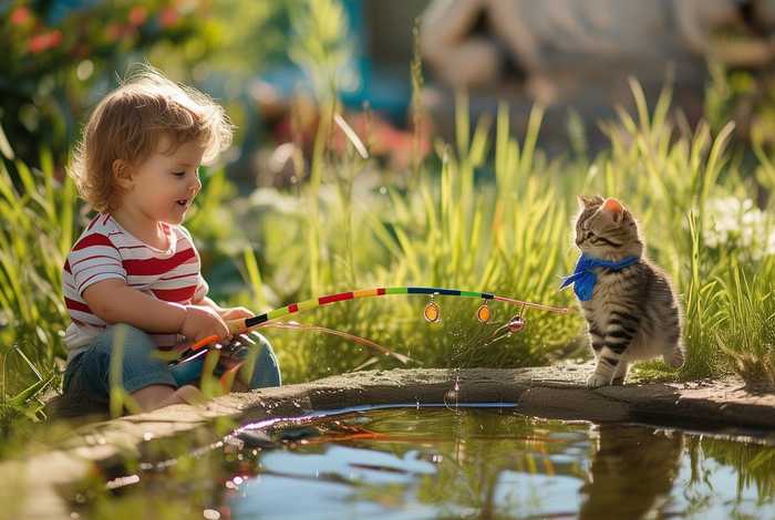 儿童英语绘本故事小猫钓鱼 - 简单英语绘本故事小猫钓鱼