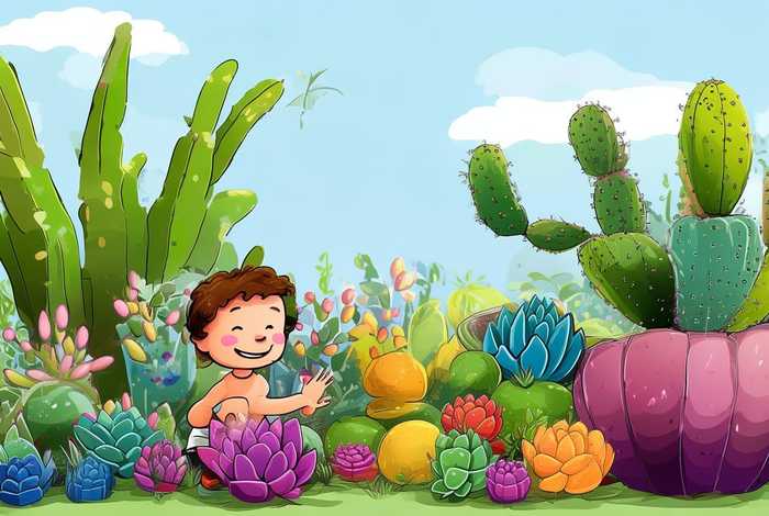 儿童多肉 多肉植物儿童画图片