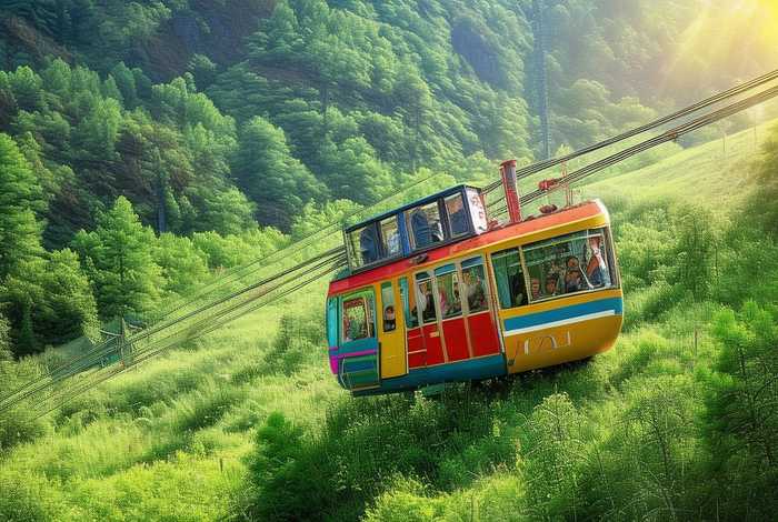 儿童故事缆车上山了，山上的缆车