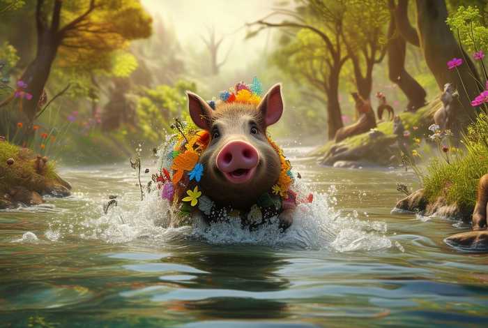 儿童故事野猪过河、野猪过河的故事