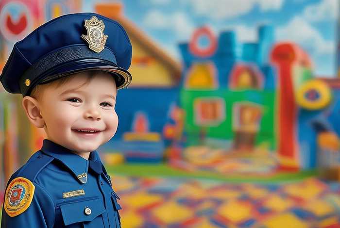 儿童警察简笔画涂色打印 儿童警察简笔画涂色打印图片