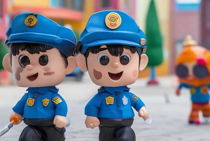 儿童版警察抓小偷戴、儿童版警察抓小偷的画