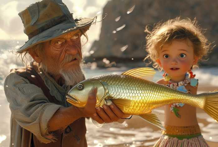 儿童故事渔夫和金鱼英文版；渔夫和金鱼的故事英文版剧本