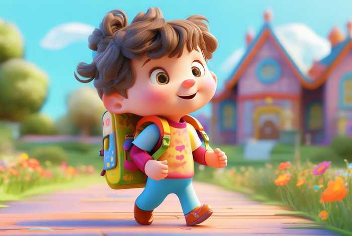 儿童背书包上学卡通图片 儿童背书包上学卡通图片可爱