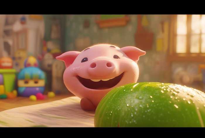 儿童睡前故事小猪吃西瓜，幼儿故事小猪吃西瓜