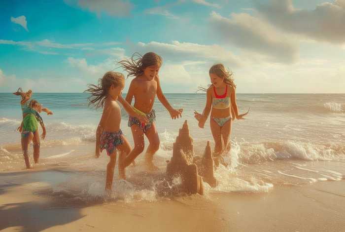 儿童海边的故事；幼儿海边玩耍的故事