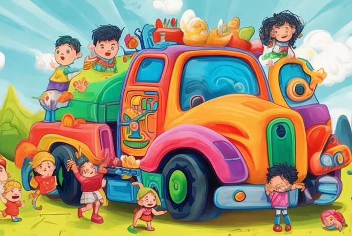 儿童故事围攻大篷车英译汉、儿童大卡车小故事
