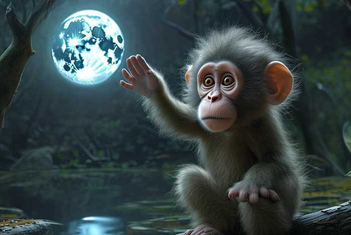 儿童故事猴子捞月亮的故事200字，猴子捞月亮的故事20个字