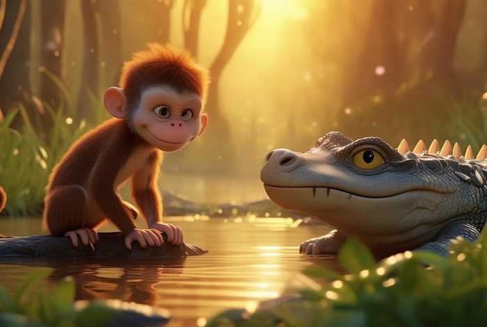 儿童睡前故事鳄鱼和小猴的故事，睡前小故事猴子和鳄鱼