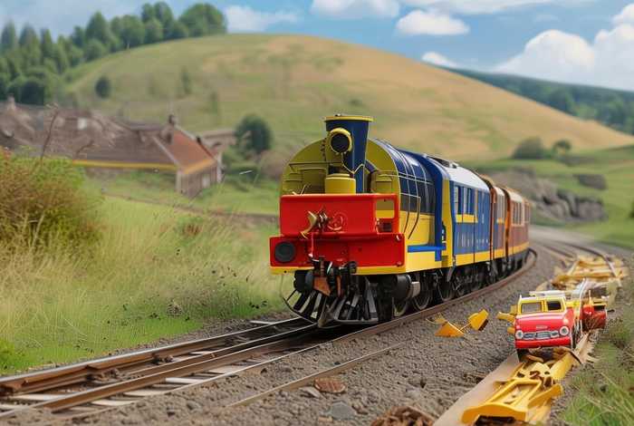 儿童故事火车撞上小汽车，小火车撞汽车事故视频