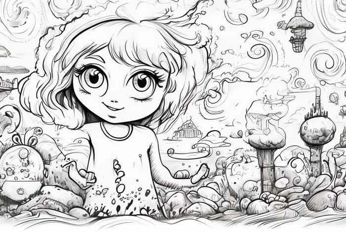 儿童故事创意素描黑白，儿童创意黑白画