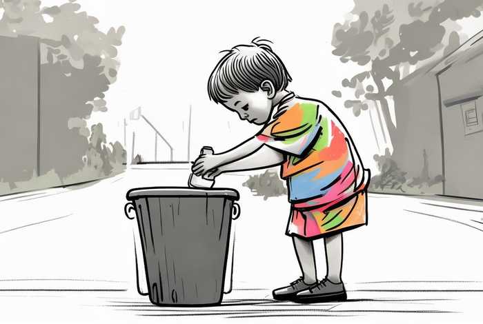 倒垃圾的小孩；倒垃圾的小孩简笔画
