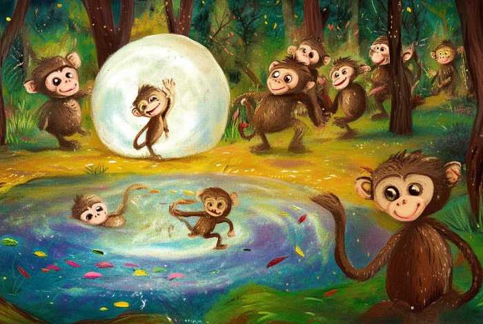 儿童故事 猴子捞月亮 - 猴子捞月亮的故事幼儿