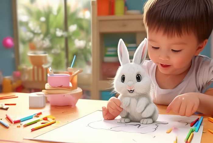 儿童画小白兔的故事，儿童画小白兔的绘画步骤
