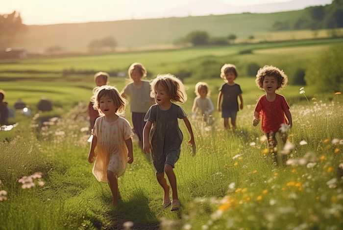 儿童的乡村生活无忧；乡村儿童的生活无忧无虑