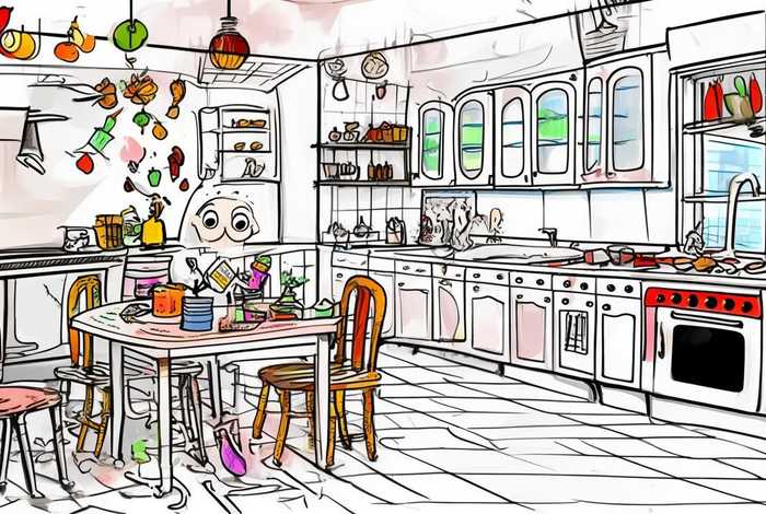 儿童画我家的厨房线稿 儿童画我家的厨房线稿怎么画