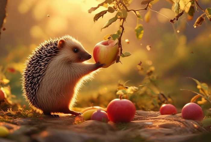 儿童睡前故事小刺猬摘果子、小刺猬摘果子绘本故事