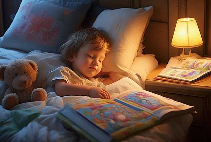 儿童睡觉听故事插画素材、幼儿睡觉听故事