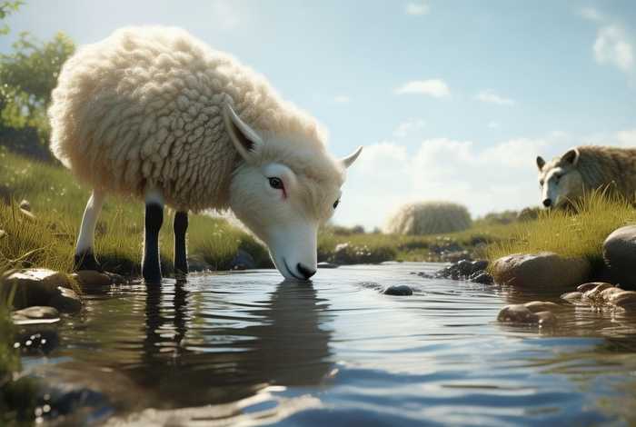 儿童故事大全小羊和狼喝水 狼和小羊喝水故事图片