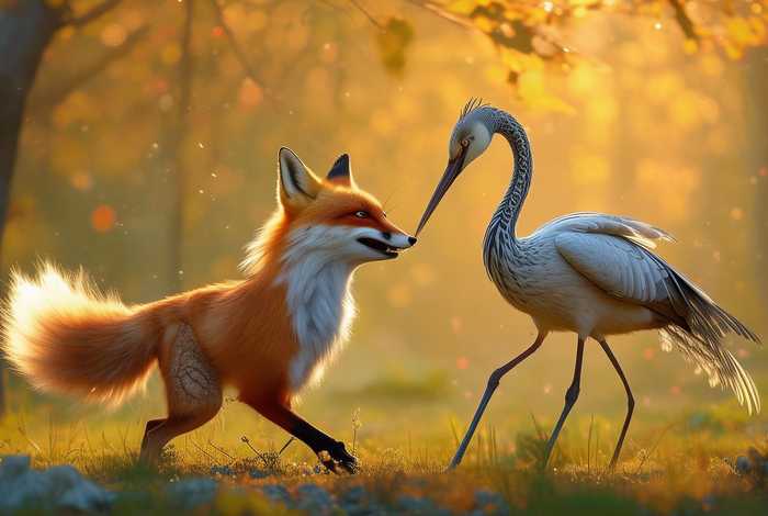 儿童故事睡前故事狐狸和仙鹤、幼儿故事狐狸和仙鹤