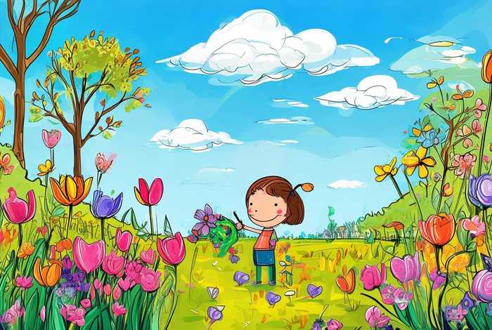 儿童画春天6-12岁、6一7岁简单儿童画春天 儿童画春天6-12岁、6一7岁简单儿童画春天