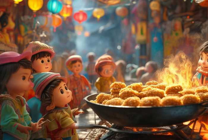 儿童动画油饼故事，小小孩的春天炸油饼故事