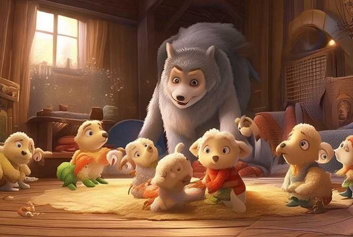 儿童故事七只小羊和大灰狼 - 七只小羊和大灰狼的故事睡前故事