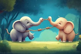 儿童大象拔河的故事，睡前故事大象拔河