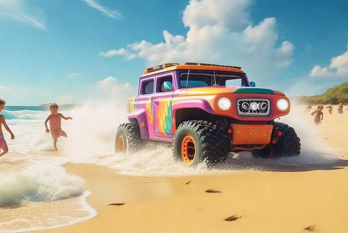 儿歌越野车，儿歌越野车玩沙子