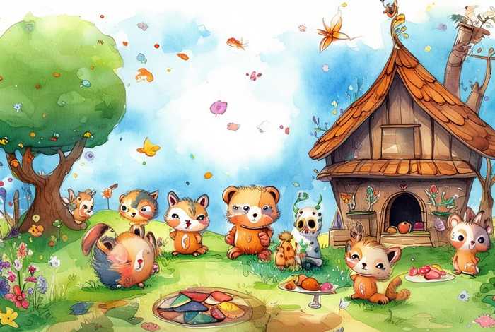 儿童故事书插画水彩图片；幼儿故事书插图